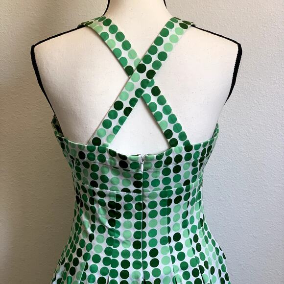 Calvin Klein Retro Inspired Polka Dot Dress in Green - Picture 4 of 8